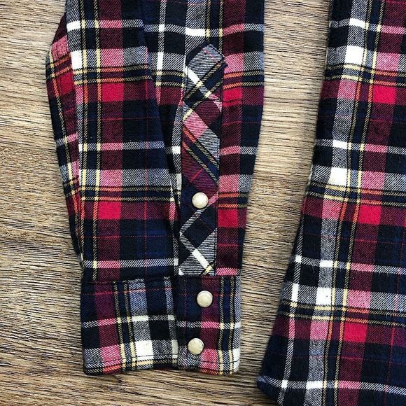 Levi’s Flannel Plaid Pearl Snap Shirt sz S - Picture 6 of 13